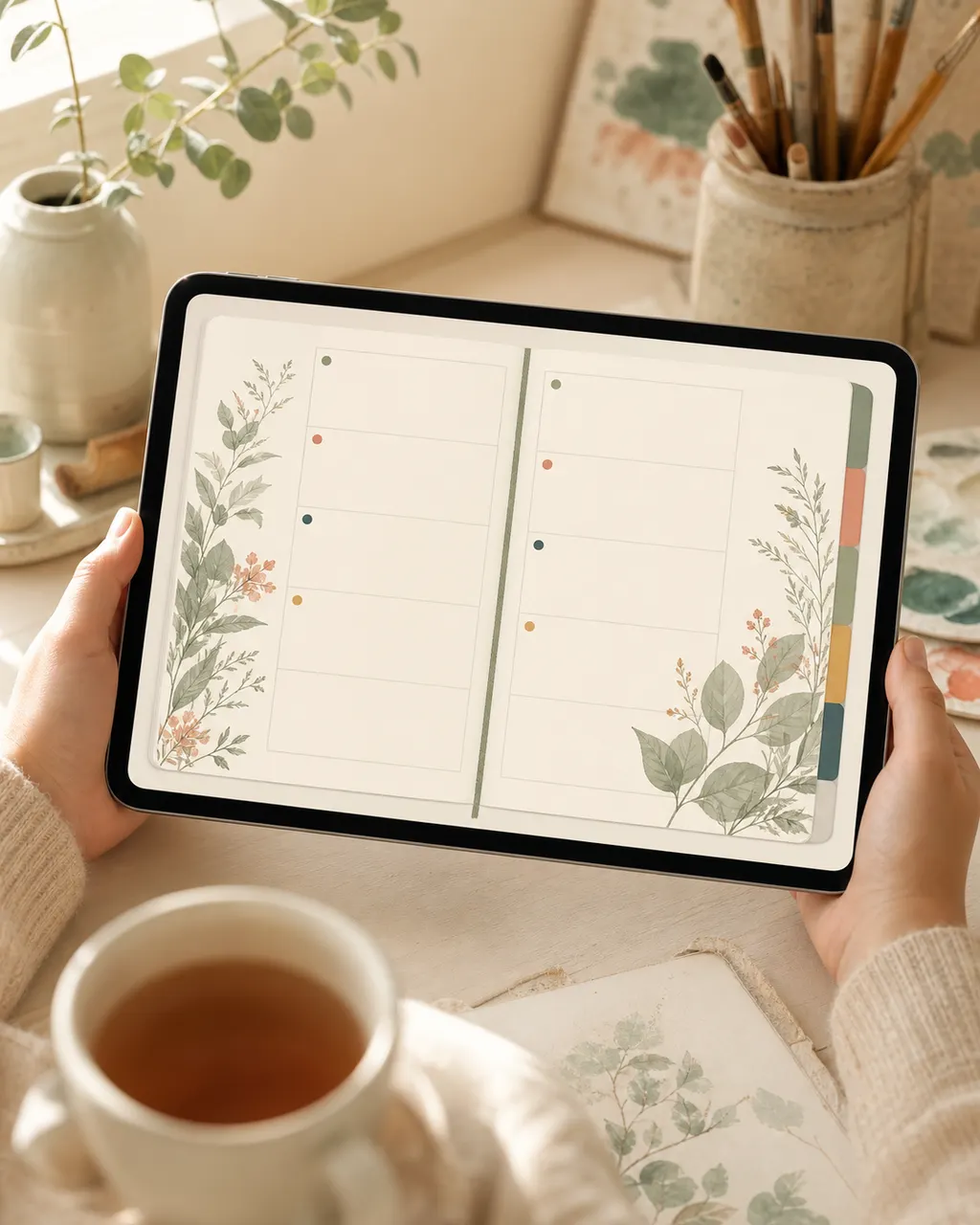 Meadow Planner — open in GoodNotes on iPad with morning tea