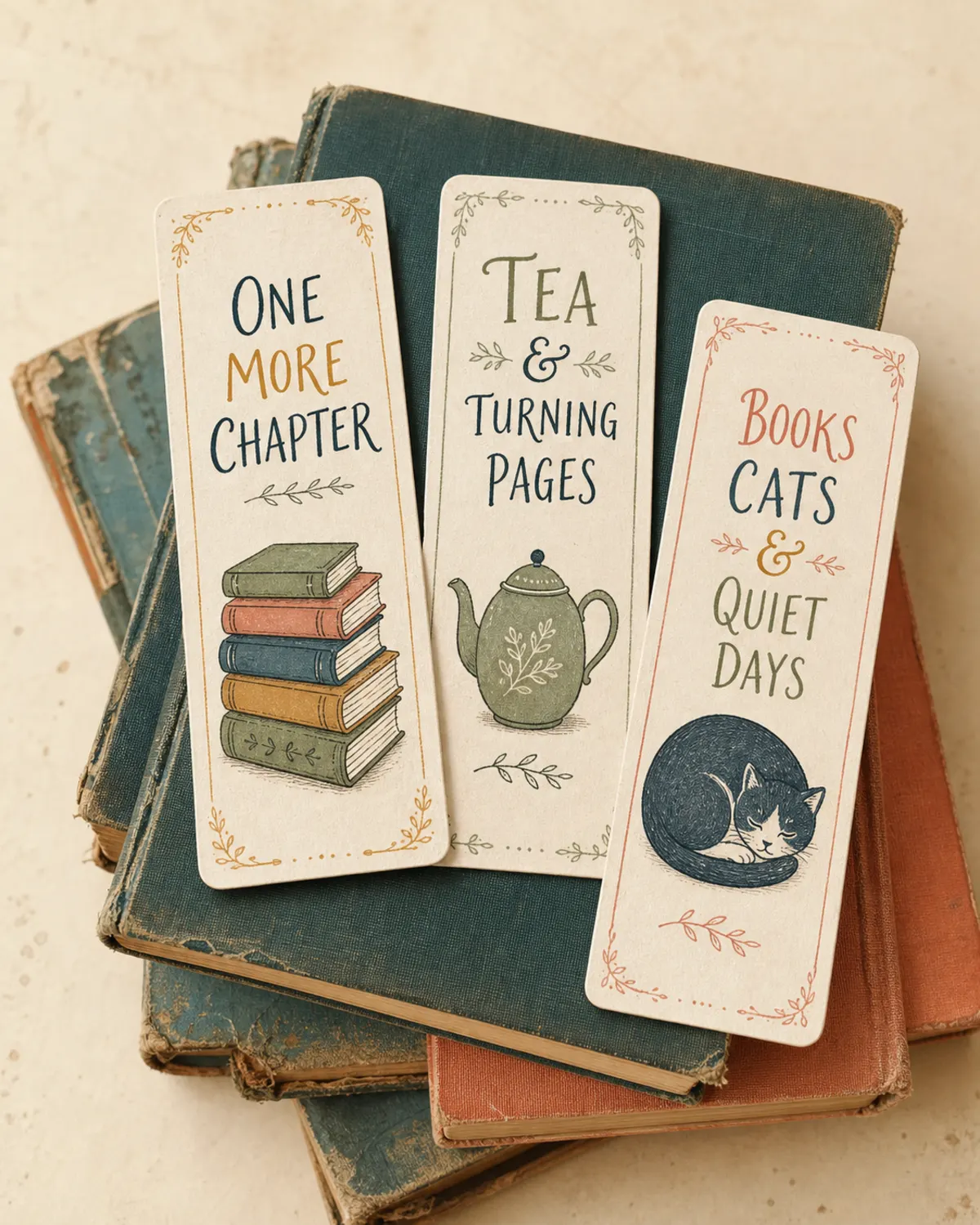 Reader bookmarks set — coral wash