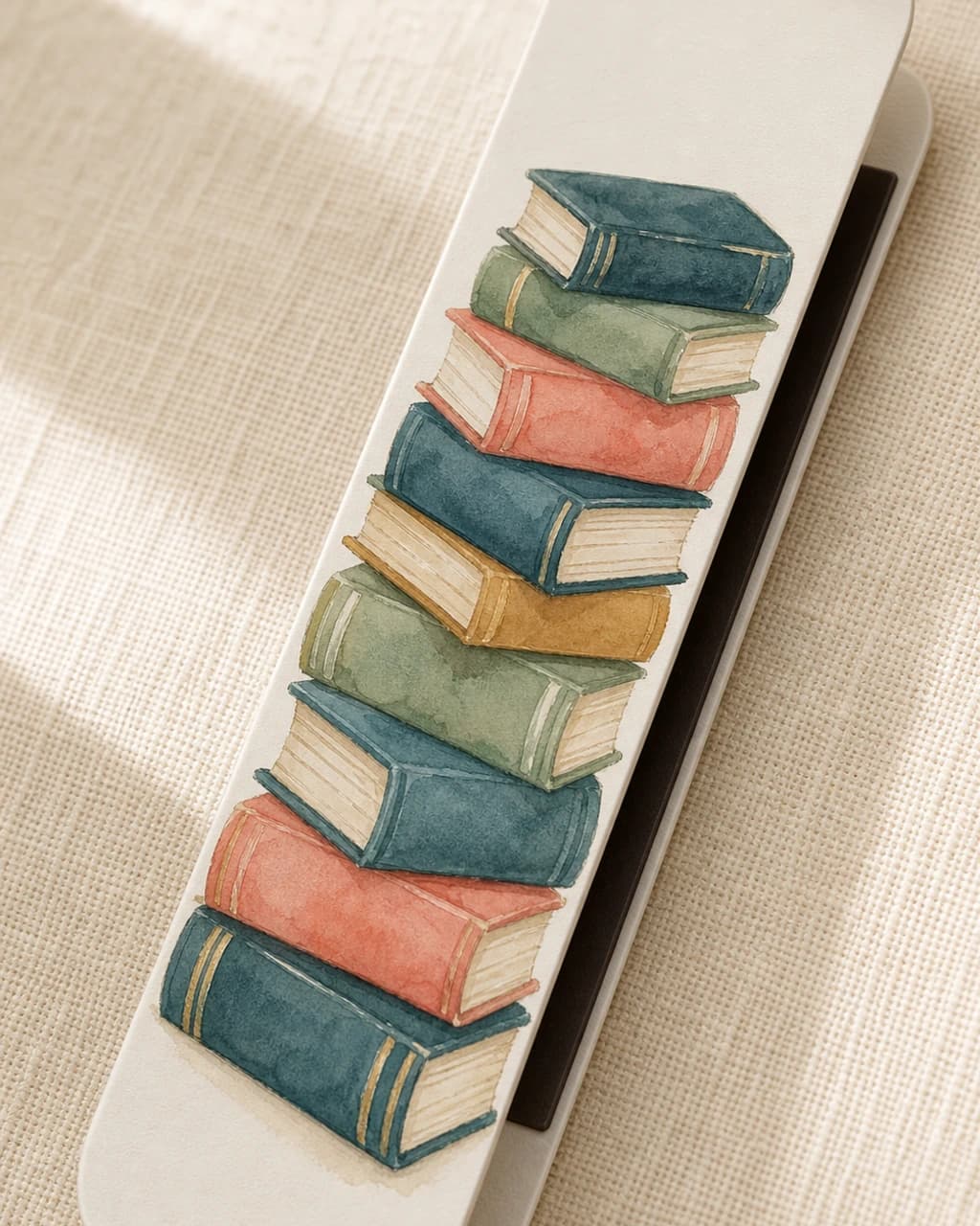 Reader Bookmarks — macro of the stack-of-books bookmark with magnetic detail