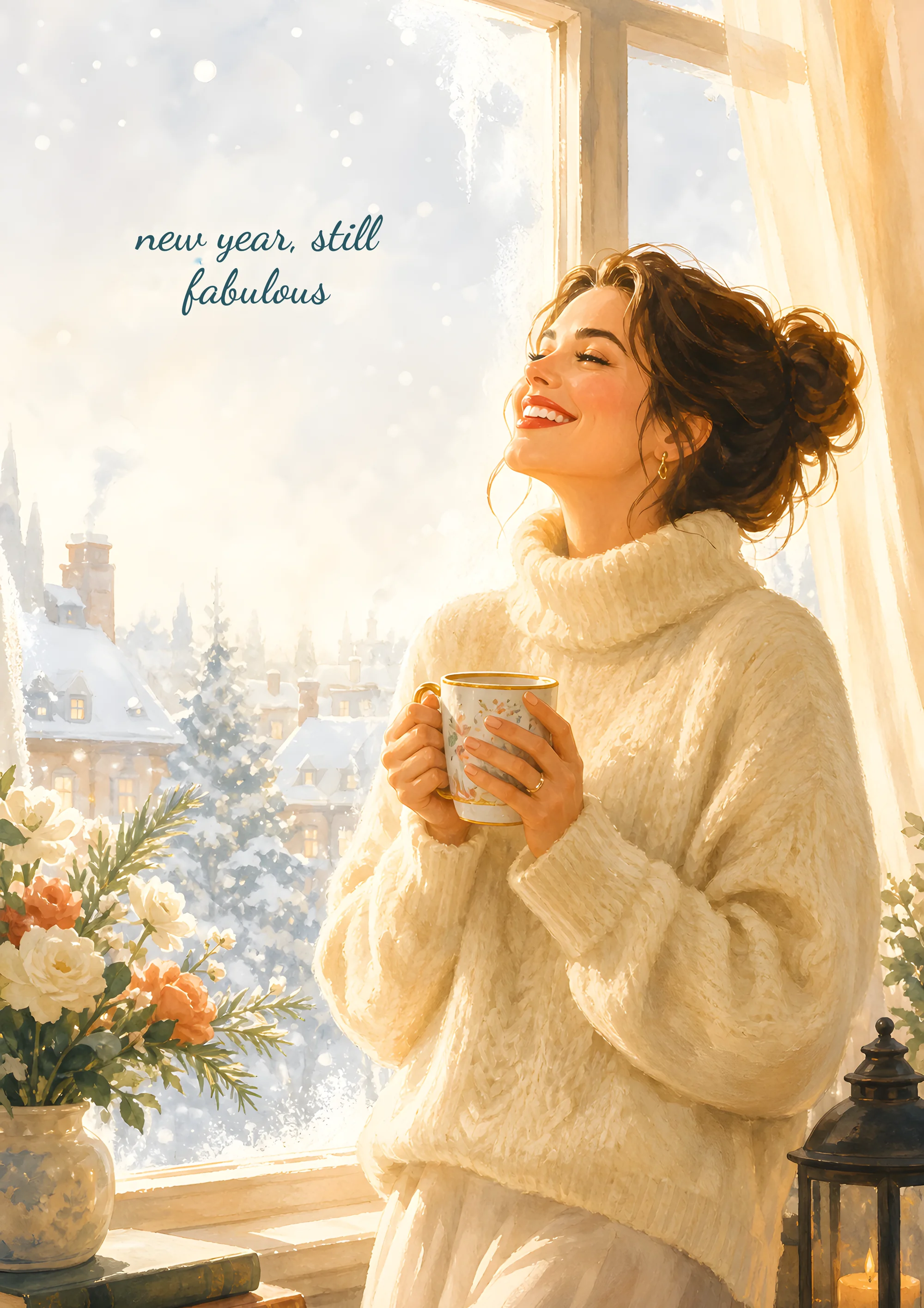 A mid-month painted quote page — 'new year, still fabulous'
